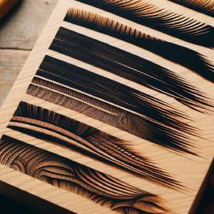 Wood burned brush strokes.