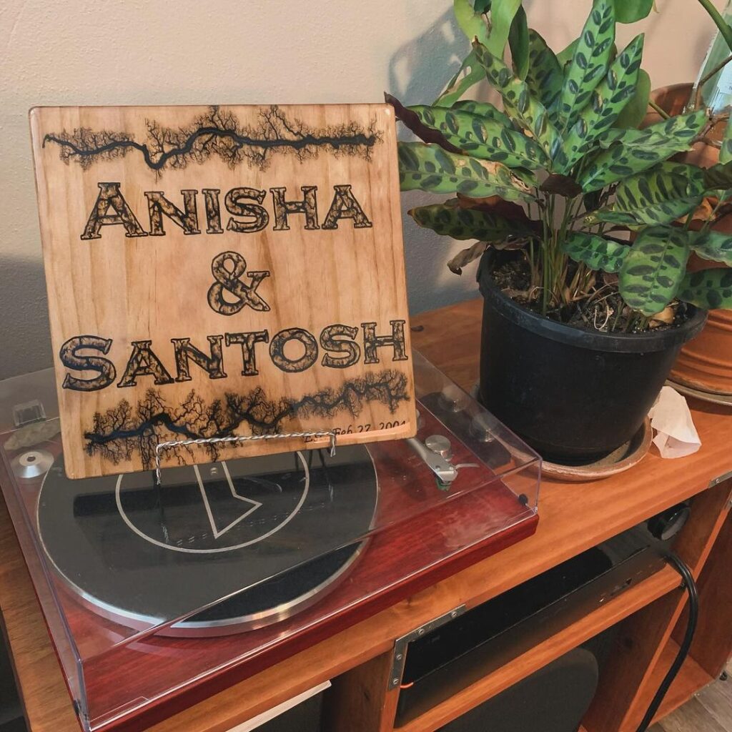 Wood Burned Couples Sign.