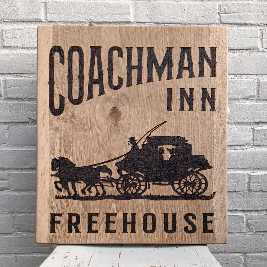 Wood Burned Sign.